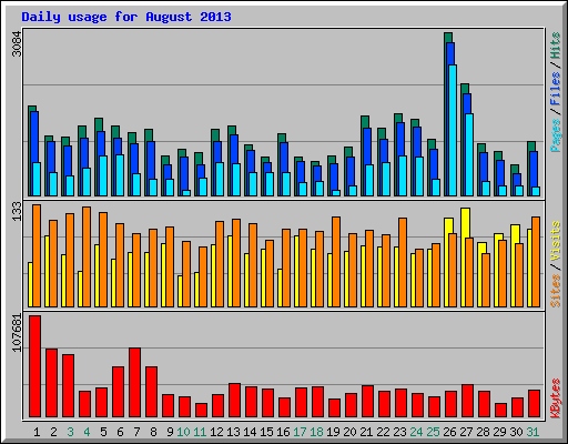 Daily usage for August 2013