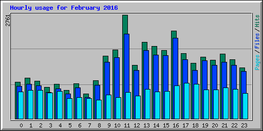 Hourly usage for February 2016